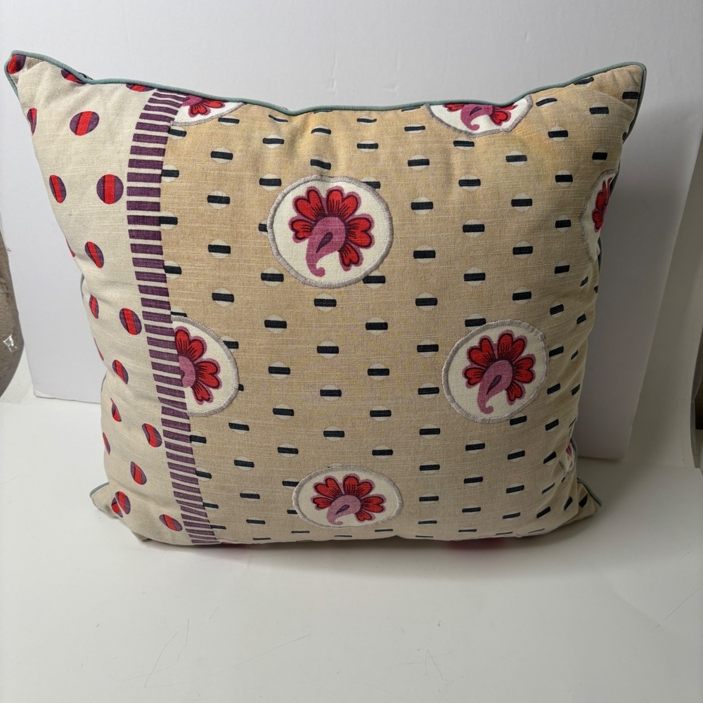 SUNO for‎ Anthropologie Decorative Throw Pillow Mixed Print Floral Boho 18x16.5